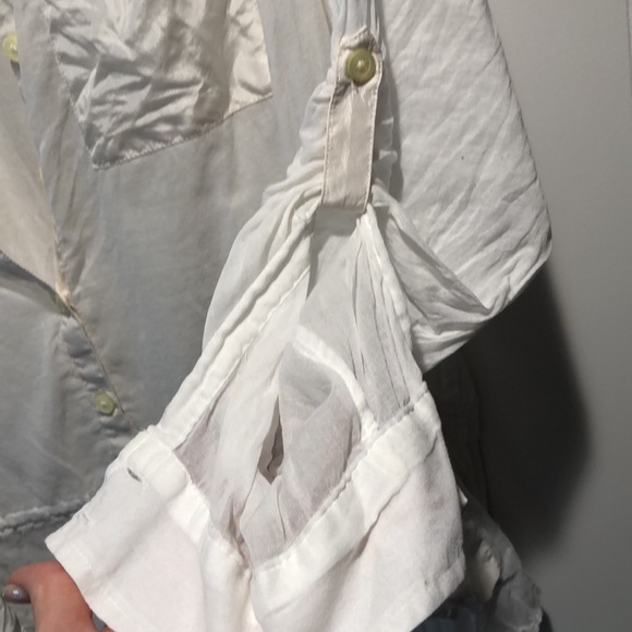 Banana Republic sheet cotton overlay top drawstring waist pockets on front XL - Picture 5 of 9